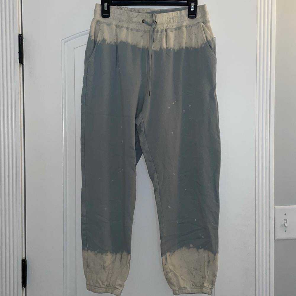 Hem and Thread blue bleach dyed jogger sweatpants